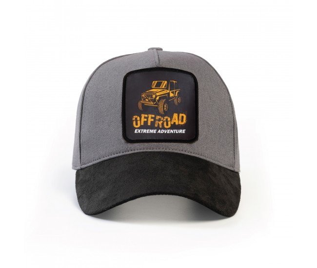 UNISEX OFFROAD 1 PATCHLI BASKETBOL SIYAH SIPERLI GRI ŞAPKA (F2 FRONT PATCHLER UYUMLU)