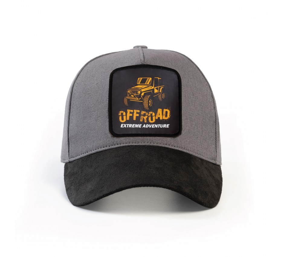 UNISEX OFFROAD 1 PATCHLI BASKETBOL SIYAH SIPERLI GRI ŞAPKA (F2 FRONT PATCHLER UYUMLU)